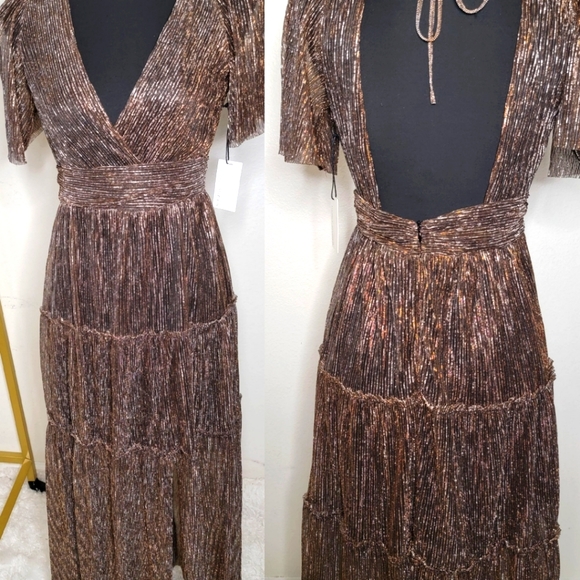 Floret Studios Dresses & Skirts - NWT! Nordstrom Floret  Studios Open Back Metallic Plisse Dress